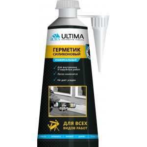 Ultima, герметик силиконовый универсальный белый, 80мл (12)