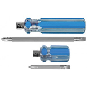 Отвертка с переставным жалом, голубая пластиковая ручка 6x32 мм (PH2/SL6)